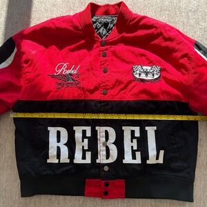 PacSun ‘Rebel’ Racing NASCAR Men L Auto Racing Jacket Red Black White Streetwear